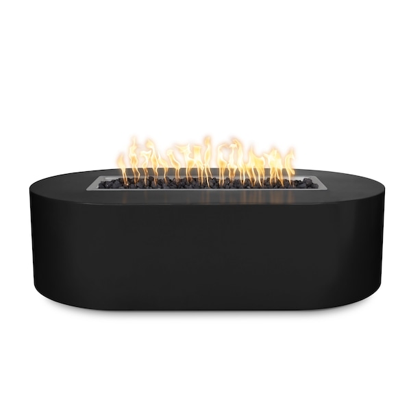The Outdoor Plus 84 Rectangular Bispo Fire Pit, Powder Coated Metal, Black, Spark Ignition w/Flame Sense, Liquid Propane OPT-BSPPC84FSEN-BLK-LP - main